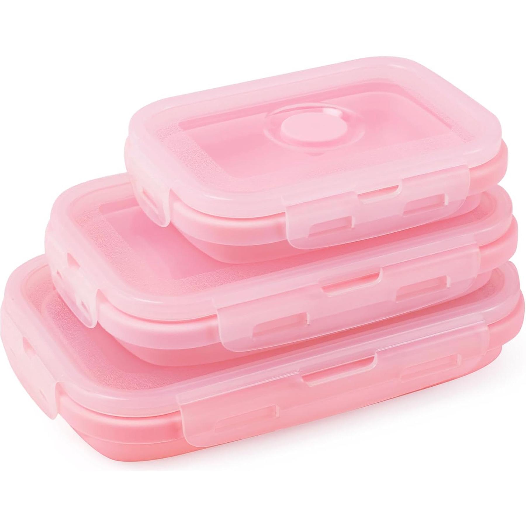 Foldable Silicone Food Storage Containers, 3-Piece Set, 350ML, 500ML, 800ML, Ideal for Meal Prep, Camping, Travel