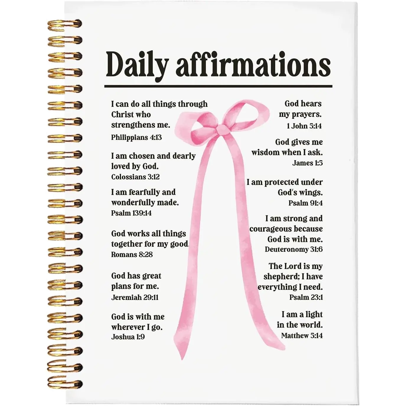 Study Journal Supplies, Bow  Notebook for Note Taking | Christian Journal for Women, Daily Affirmations  Scripture, Cute Notebook for  Notes, 5.5x8.3" A5