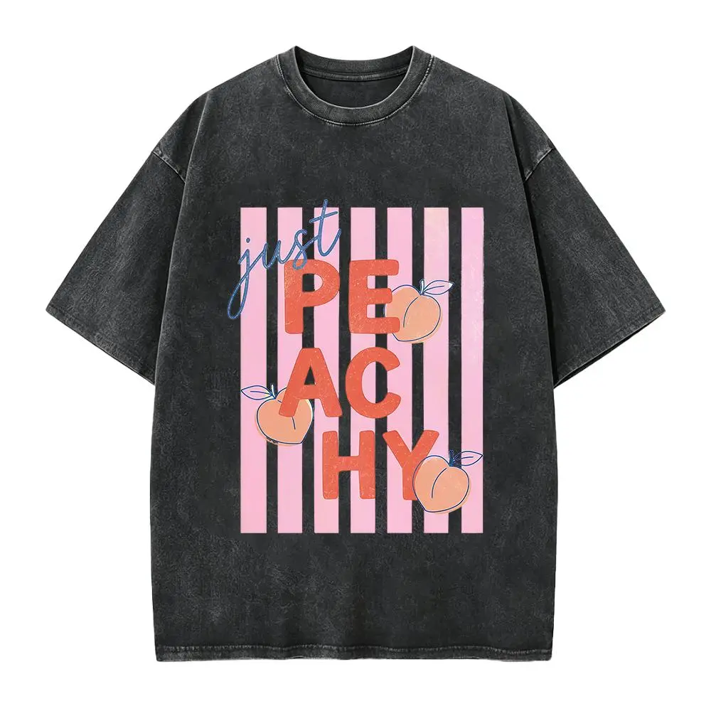 Just Peachy Shirt Tee Summer Fruit Tshirt Food Pun T Shirt Retro Graphic Tee Peach Graphic Tee Summer T-Shirt