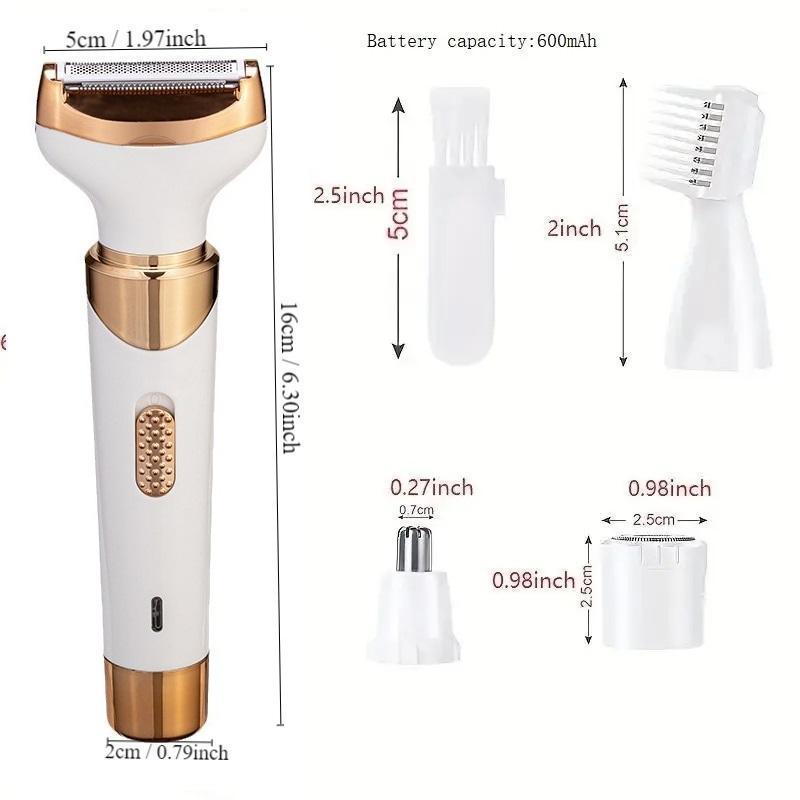 4 in 1 Electric Shaver, 1 Set Portable Hair Removal Machine, Cordless Hair Trimmer for Women, Men, Girls, Epilator Hair Remover, Christmas Gift, Winter & New Year Gift, Stocking Fillers Comfort White ,1Set Shaving Products