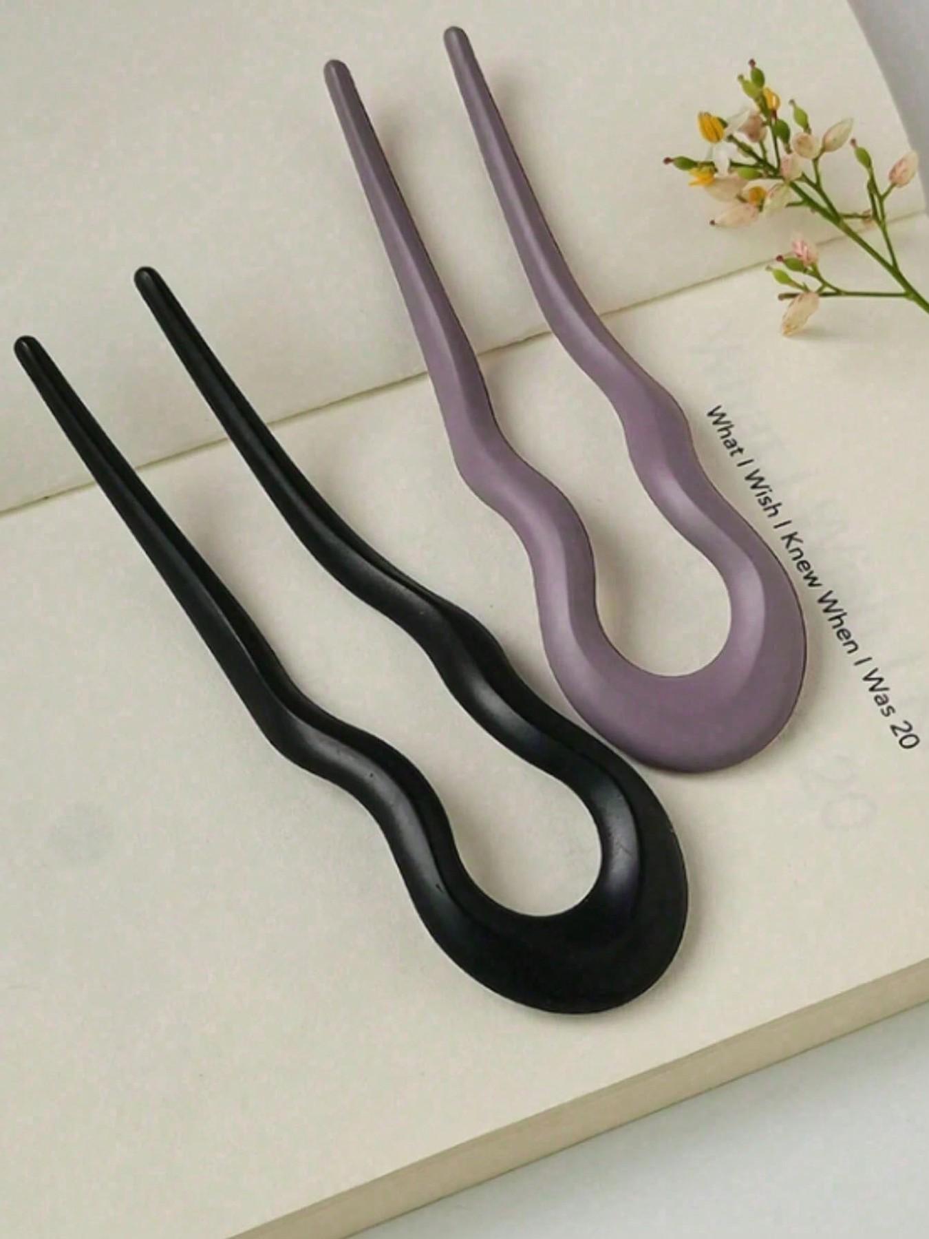 French Twist Spin Hair Forks, U-Shaped Hair Clips, Suitable For Spiral Buns, Tortoiseshell, Fashionable Flexible & Durable Women Hair Accessories