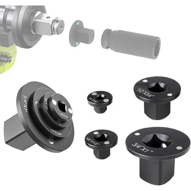 4pcs Cr-Mo Steel Heavy-Duty Low-Profile Socket Adapter Set - Multiple Sizes Ultra-Thin Impact Wrench Reducer Kit, Magnetic Lock Tight Space Drive Converter (1/4",3/8",1/2",3/4") for Auto Repair Tools, DIY Enthusiasts, Pry Tool