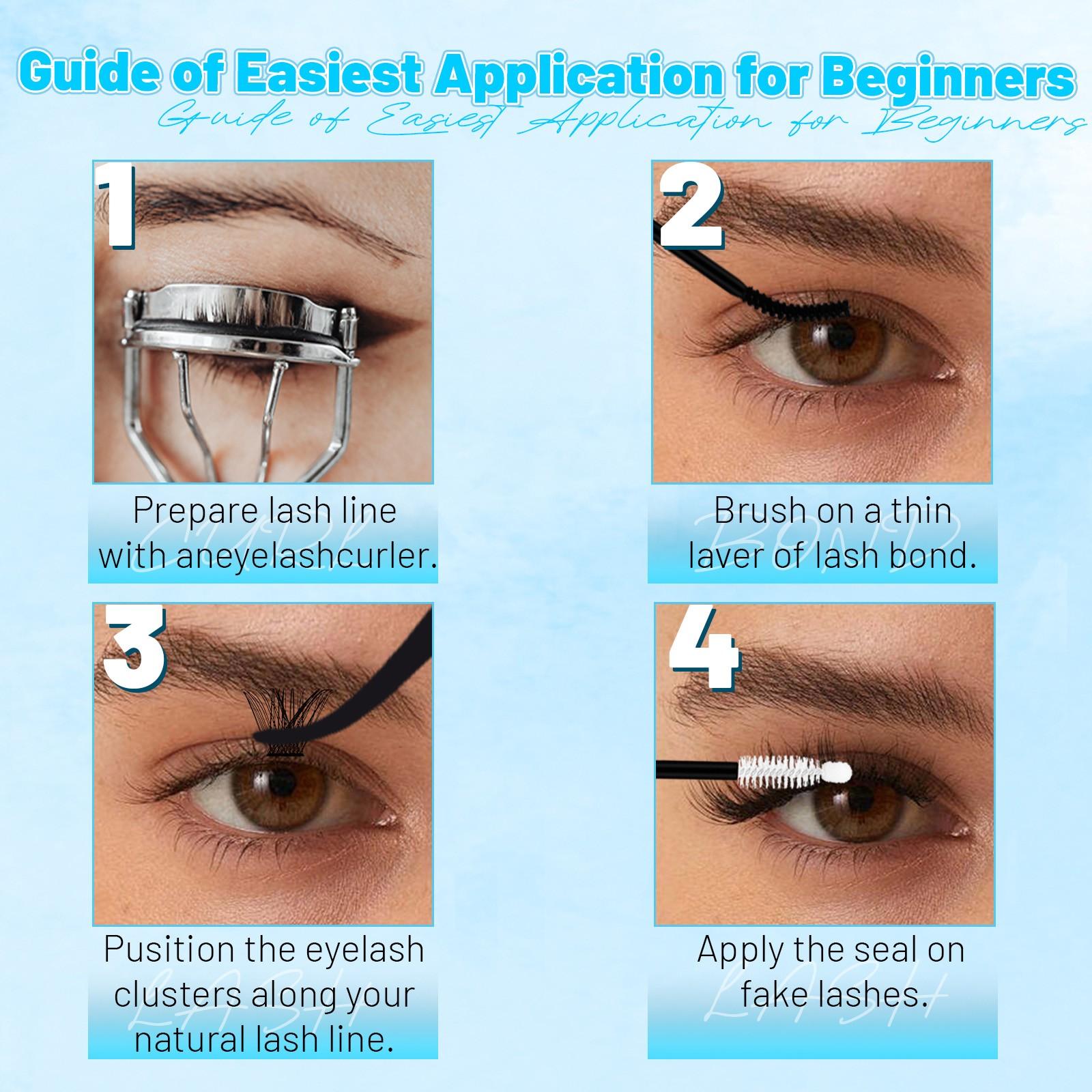 ADORANCE Lash Clusters Mixed Length, 408/359/472 PCS D Curl Volume Individual Lashes, Fluffy Wispy Cluster Eyelash Extensions for DIY Application