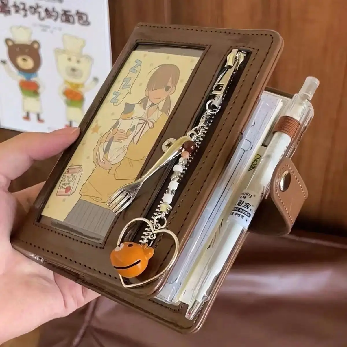 Japanese Korean Retro Brown A7 Ins Hand Ledger Student High-looking Japanese Loose-leaf Notebook Pocket Schedule Cute Gift 2026