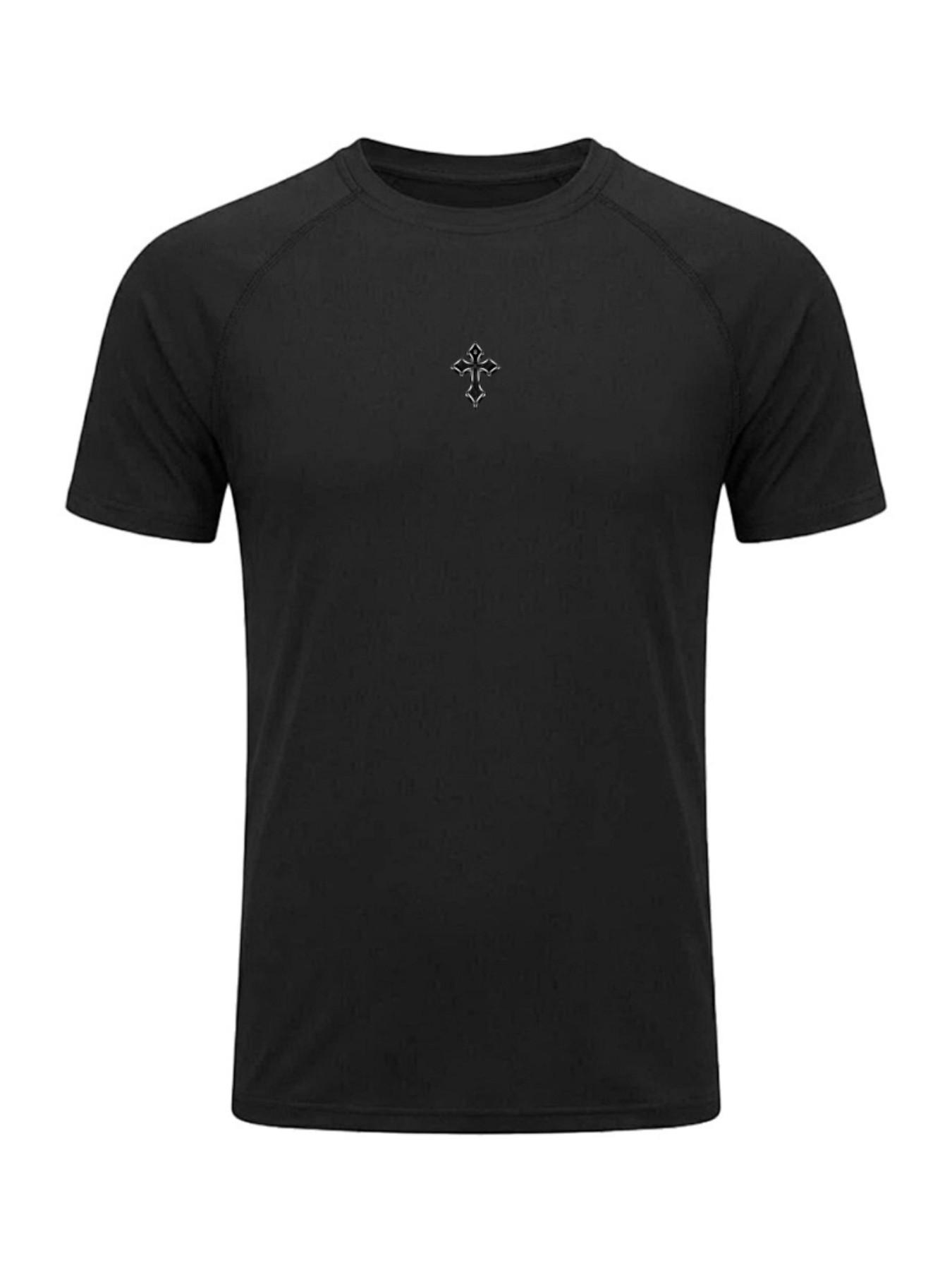 Four-Piece Men's Quick-Dry Short Sleeve Gym Training Wear, Cycling, Comfortable and Breathable, Ideal for Workouts and Outdoor Activities