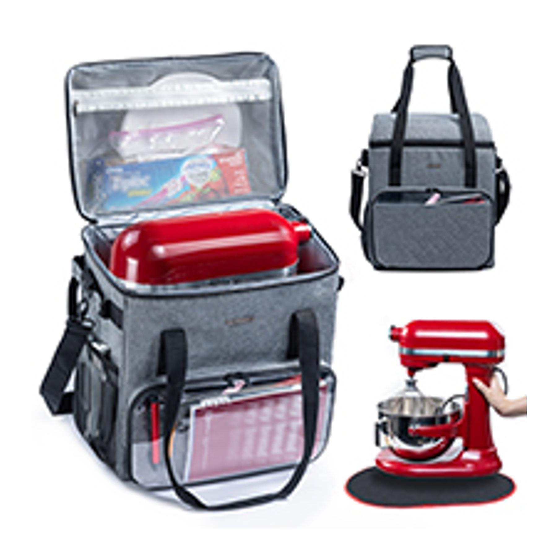 Stand Mixer Cover with Detachable Appliance Sliders Base Compatible with KitchenAid Mixer-Storage Bag for 6/7/8 Quart with Pockets for Kitchen Aid Accessories and Attachments