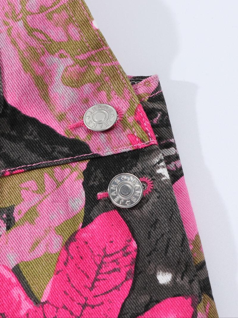 Baby Girl Floral Denim Overalls, Baby Girl Clothes, Cute Vintage Style Bib Pants, Comfortable Washed Jeans for Daily Wear, Fashionable Toddler