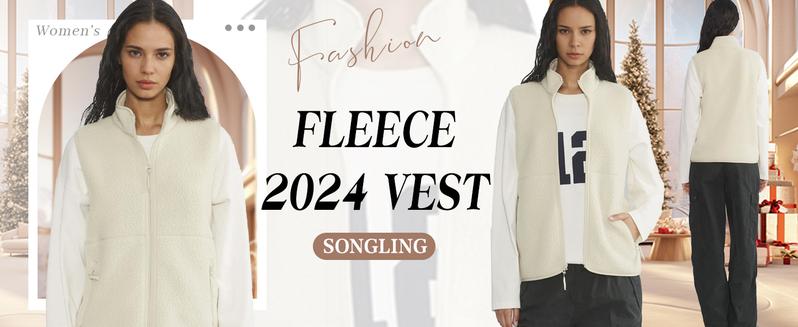 Songling  Sherpa Fleece Vest for Women Trendy Warm Sleeveless Vests Jacket Lightweight Zip Coats with Pockets Fall Outerwear Womenswear Fabric  Soft Outdoor