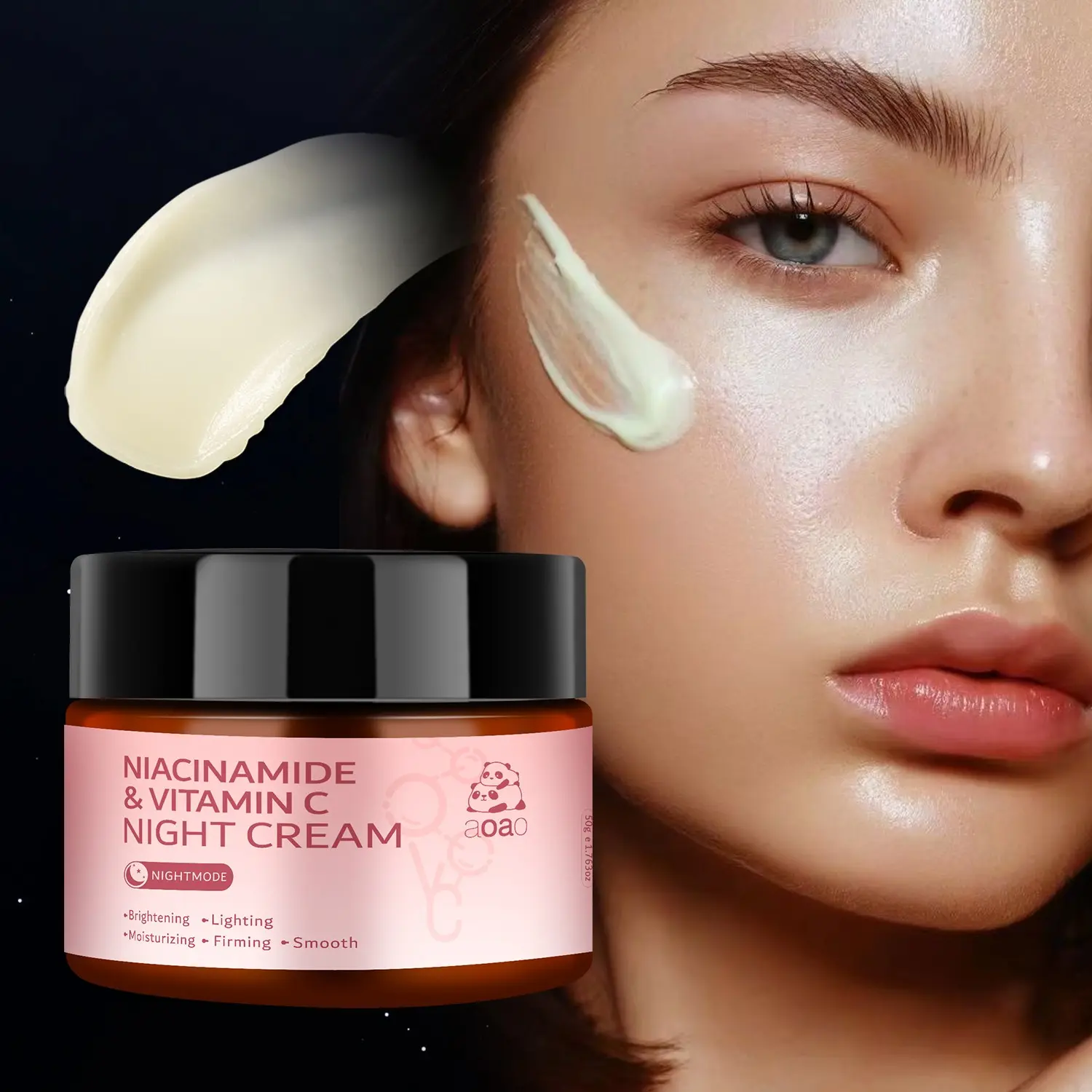Niacinamide Night Cream, Lightweight Hydrating, Non-Greasy, 24-Hour Moisture, Brightens Dull Skin, 50g, Ideal for Dry Skin