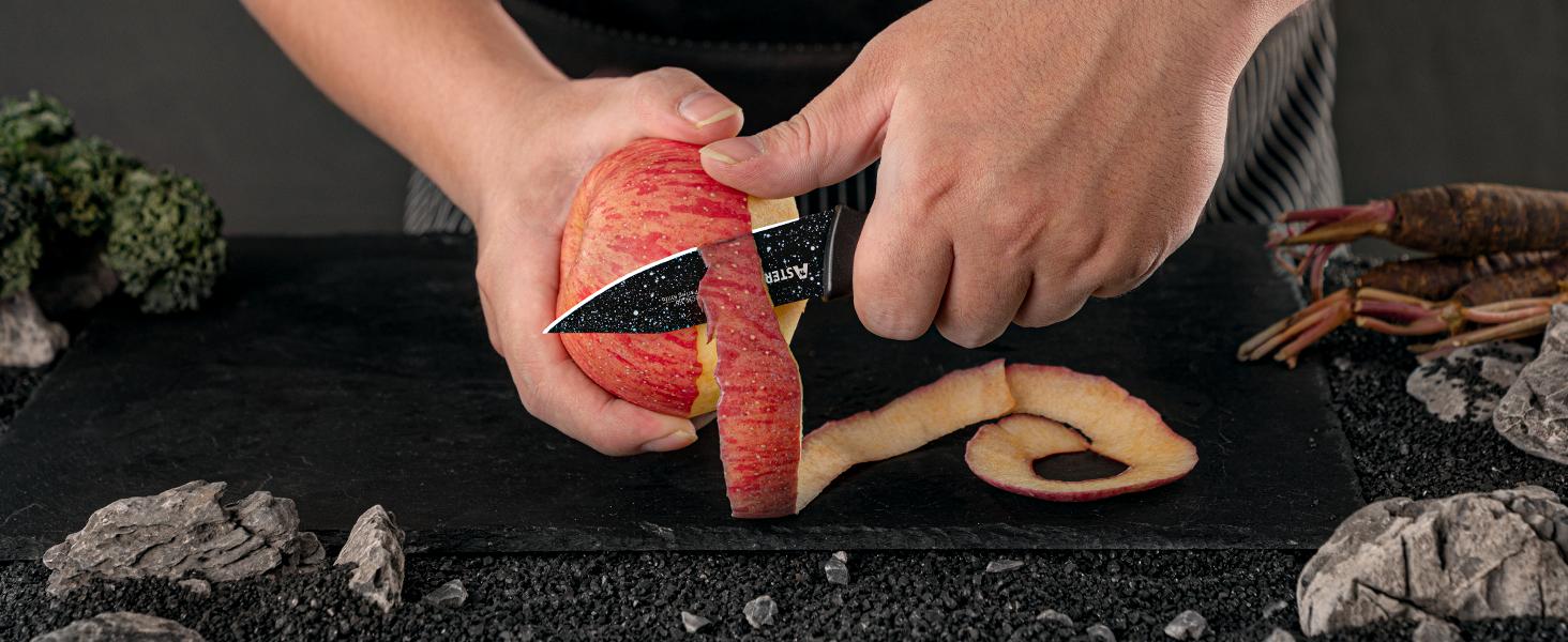 Astercook 6 Piece Kitchen Knife Set, High Carbon German Stainless Steel Knife Set, Super Sharp, Dishwasher Safe Block Cooking Cutting