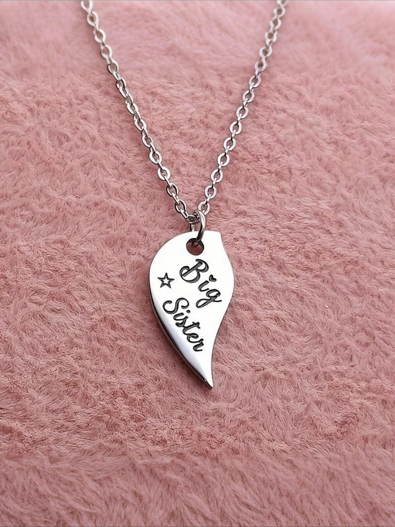 Stainless Steel Heart-Shaped Mother and Daughter Necklace Set, Elegant Mother's Day Gift with "Big Sister" and "Little Sister" Pendants, Perfect for Daily Wear or Gifting, Necklace for Women/Lady, Mother's Day Jewelry, Elegant Necklace, Durable Jewelry