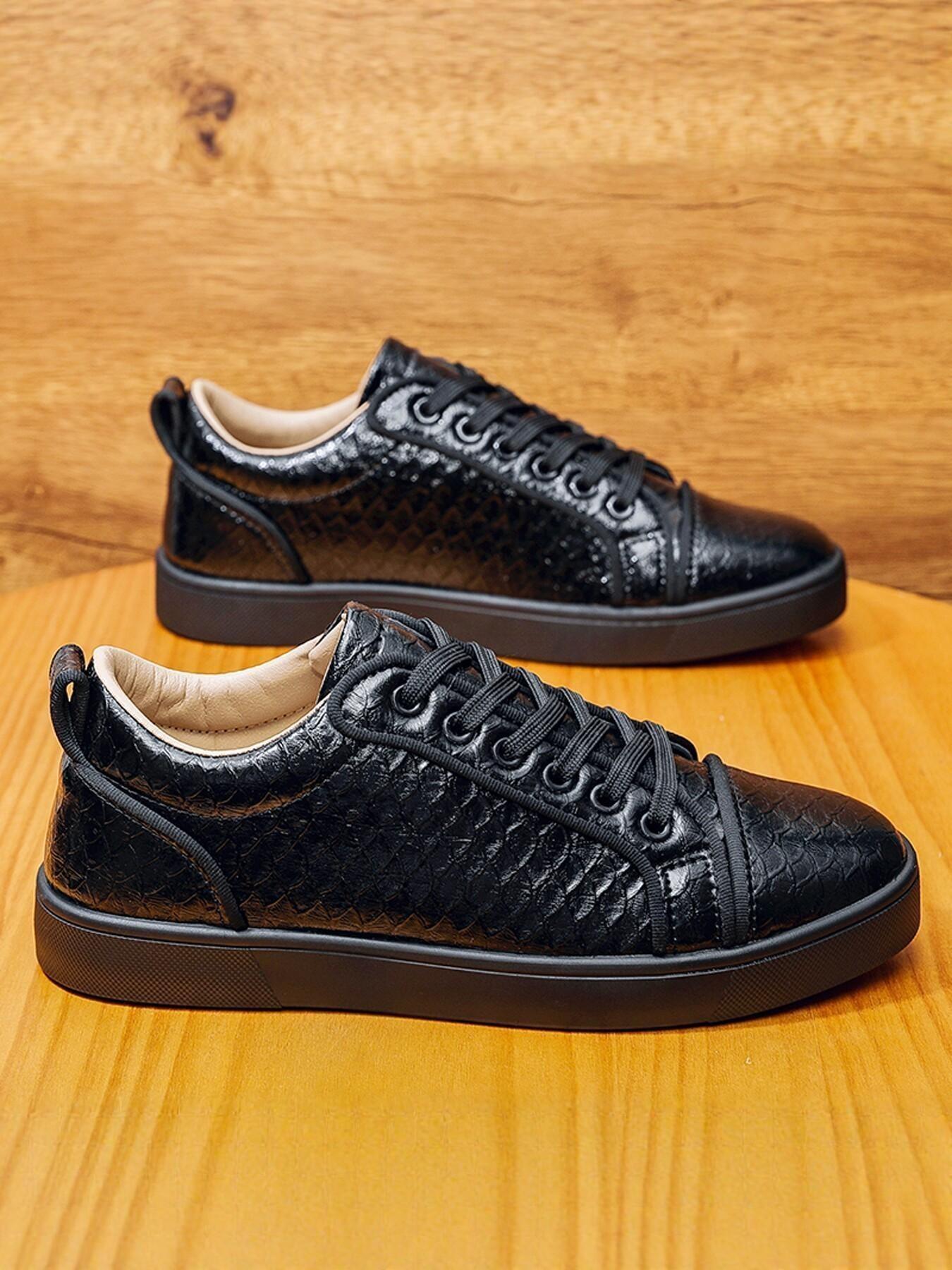 Men's Fashion Simple Style Shoes, Sole Scales Pattern Upper Design, Daily Wear Business Walking Shoes, Comfortable and Stylish
