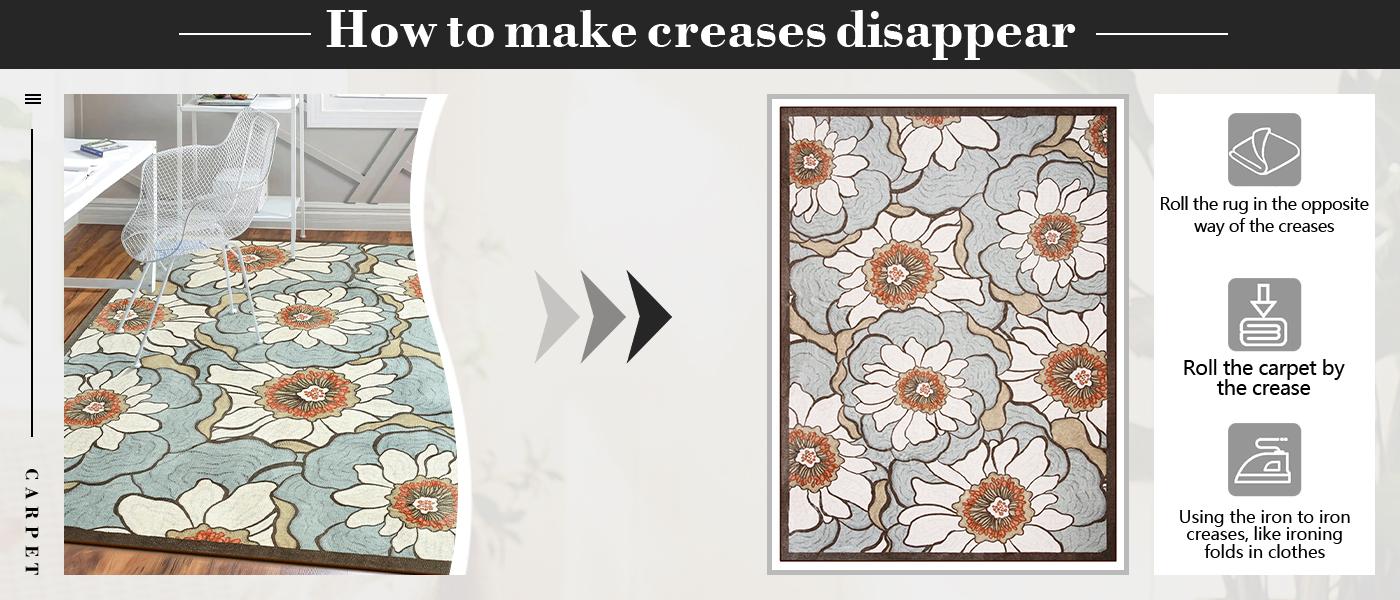 Lochas Floral Washable Living Room Area Rug ,Non-Slip Low-Pile Rugs for Entryway, Throw Small Stain Resistant Kitchen Rugs, Print Carpet for Office, Bedroom, Laundry Room, Nursery, Home Decor