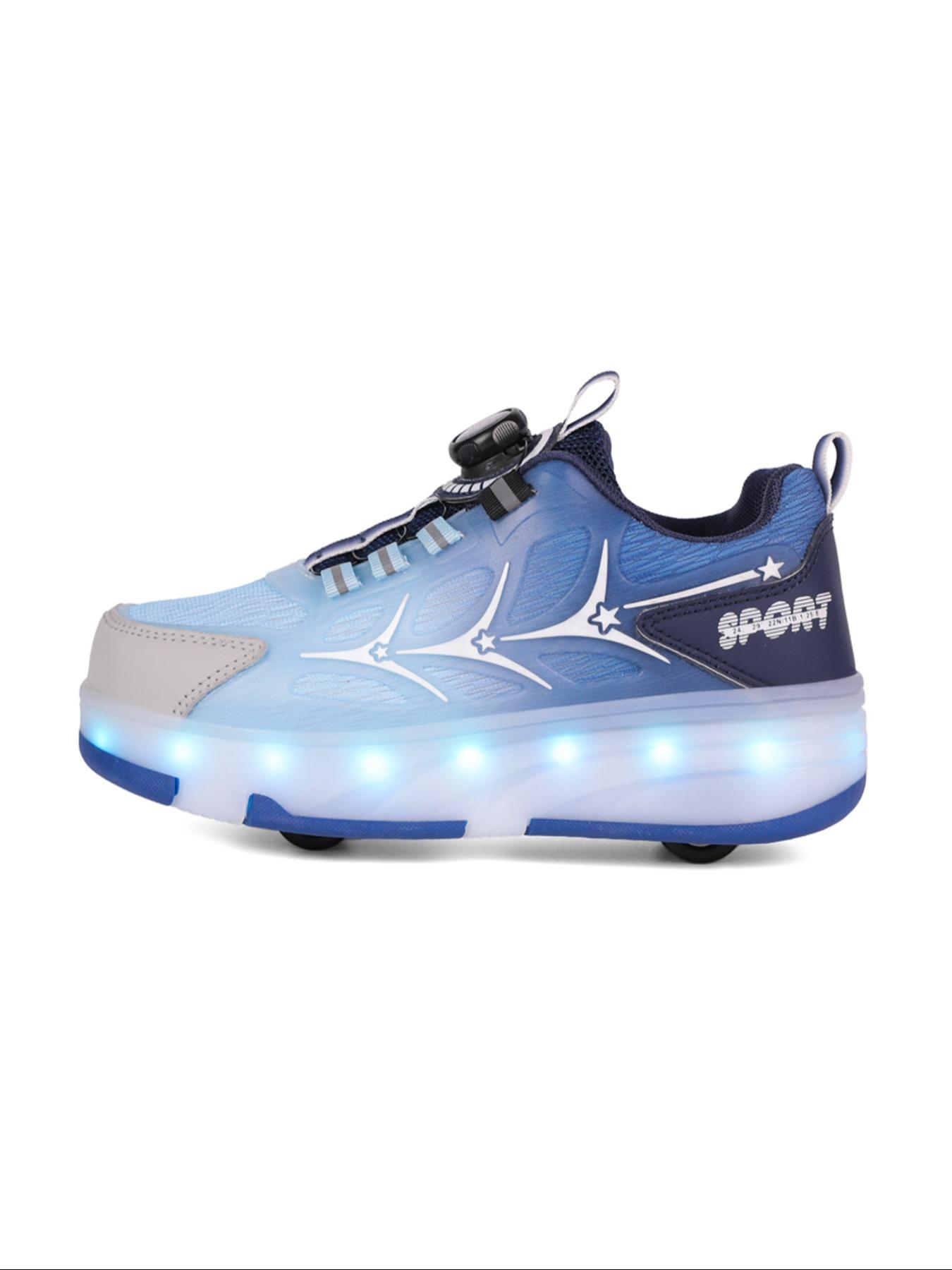 Boys Four-Wheel Roller Skates, New Wheel Shoes, Adjustable Rotating Buckle, Breathable Lightweight Durable Dual Wheels, Shoes With Wheels