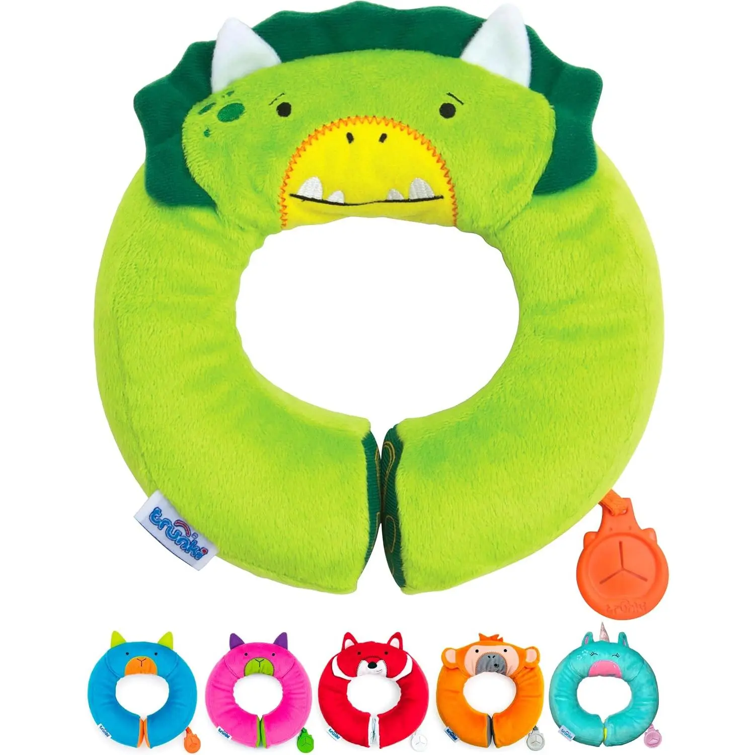 's Travel  Pillow and Chin Rest | Support Sleepy Heads in The  Seat, Plane,  or  | Yondi Small Dudley Dinosaur (Green)
