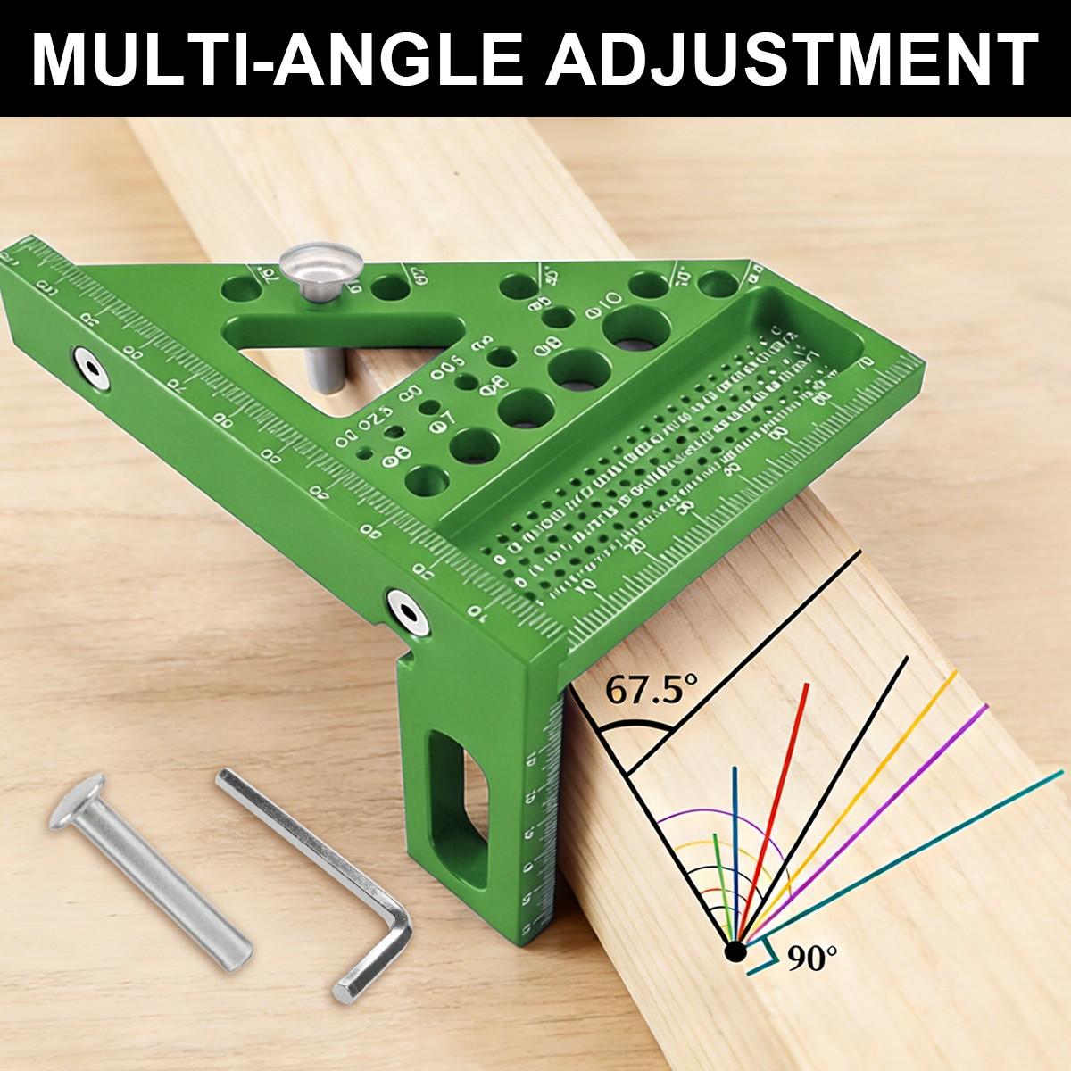 Multifunctional Woodworking Angle Adjustment Ruler, Measuring, Positioning, Drilling, Marking, Essential Tool for Beginners