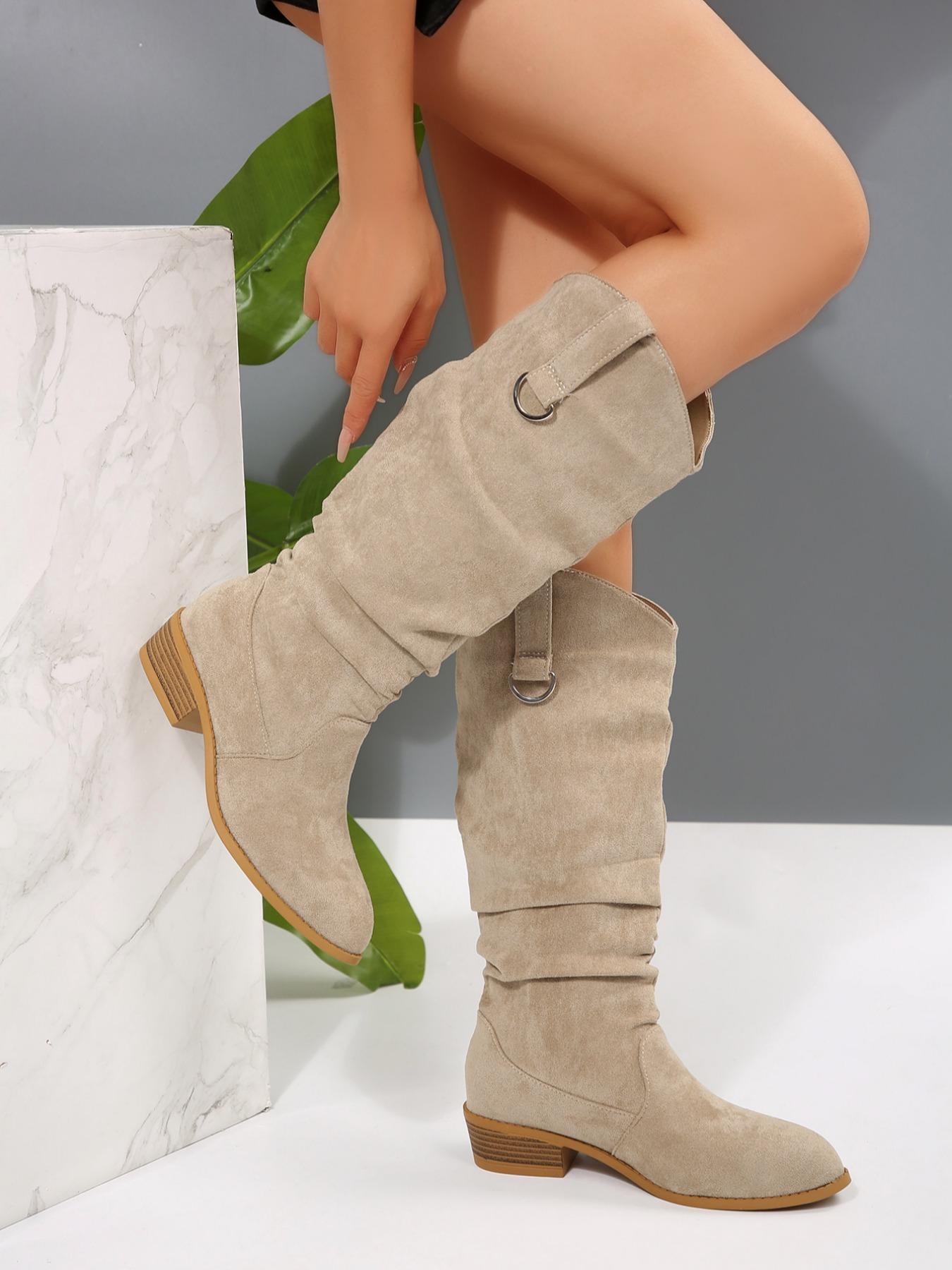 Women's Winter Pointed Toe Mid-Calf Boots, Wide Calf Design, Comfortable & Stylish, Perfect for Casual Wear, Durable Material