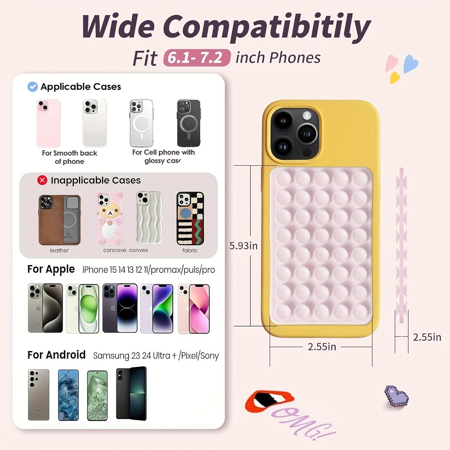 Dual-Sided Silicone Phone Stand, Adjustable Angle, Compact Design, Suitable for iPhone and Android, Ideal for Tiktok Videos and Selfies
