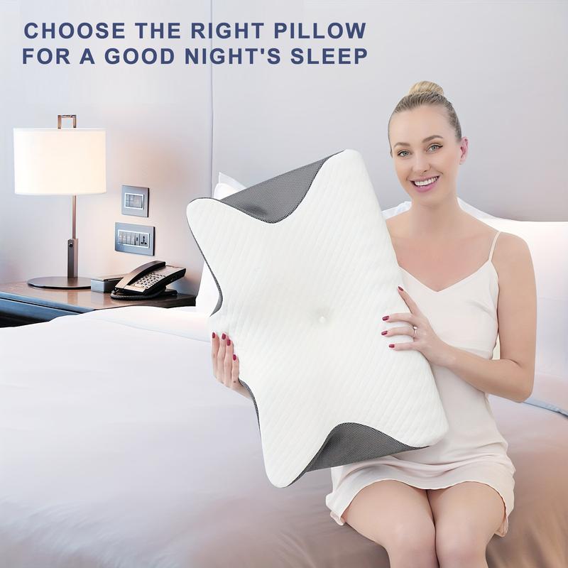 Two-way design with two different heights, ergonomic memory foam pillow for neck and shoulder relaxation, and contoured armrests for side and stomach sleepers. Great Christmas and Mother's Day gift.