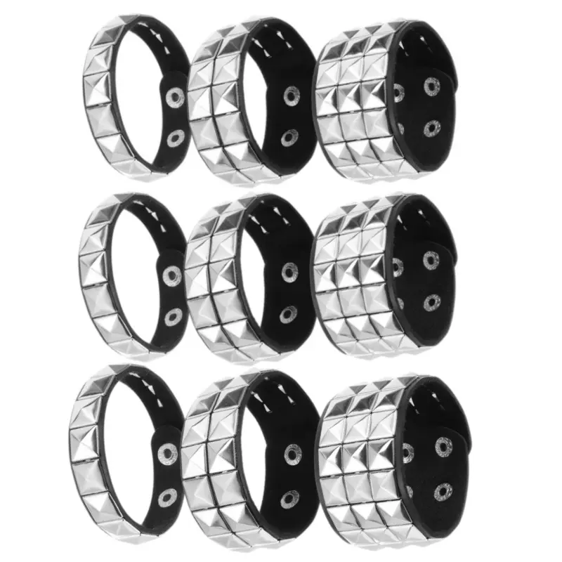 Unisex Punk Pu Leather Studded Bracelet with Studs, Gothic Rock Style Spiked Pointed End Open Cuff Bangle, Halloween Party Accessory, Birthday Gift, Men's Jewelry, Gothic Bracelet, Emo Bracelets Bangles