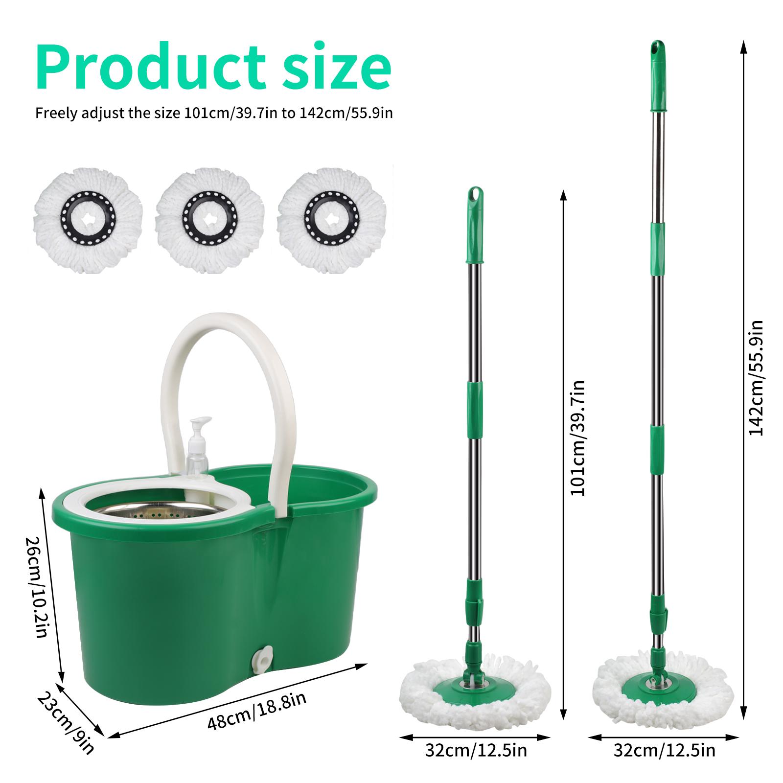 Spin Mop and Bucket with Wringer Set, 360° Spinning Mop Bucket System with 3 Microfiber Mop Replacement Heads, Adjustable Handle for Floor Cleaning