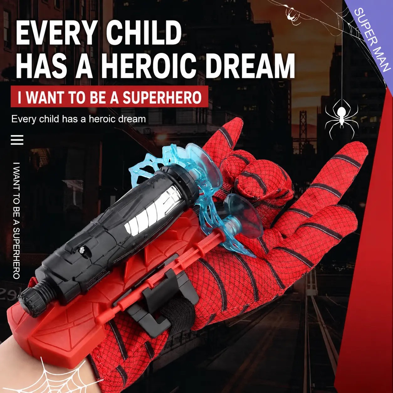 Kids Hero Web Shooter Glove Toy Suction Cup Launcher Wrist Launcher Set Cosplay Costume Accessory Heroic Dream Action Wrist Toy Interactive Game Birthday Party Favors Gift for Boys Girls