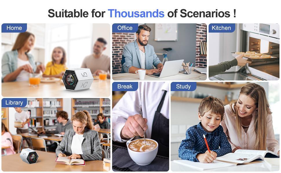 Ticktime Pomodoro Timer Cube, Productivity Timer, Pause & Resume, Silent & Adjustable Sound Alert, for ADHD, Task, Work, Study, 3/5/10/15/25/30min & Custom Countdown Ticktime Pomodoro Timer Cube, Productivity Timer, Pause & Resume, Silent & Adjustable Sound Alert, for ADHD, Task, Work, Study, 3/5/10/15/25/30min & Custom Countdown