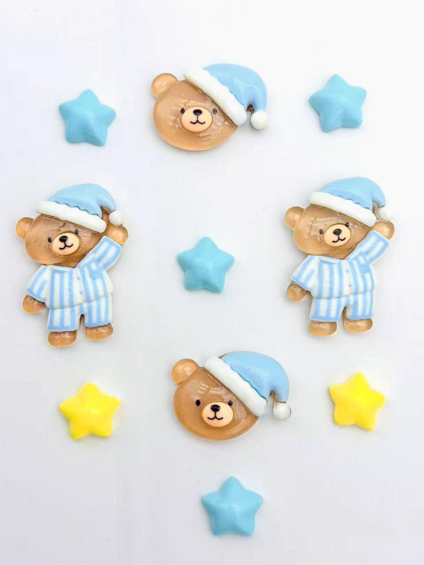 Blue Bear Animal Shoe Charms, Resin Material, Suitable for Crocs, Cute Decoration, Girl Gift, 10 Pieces Set, Casual Accessories