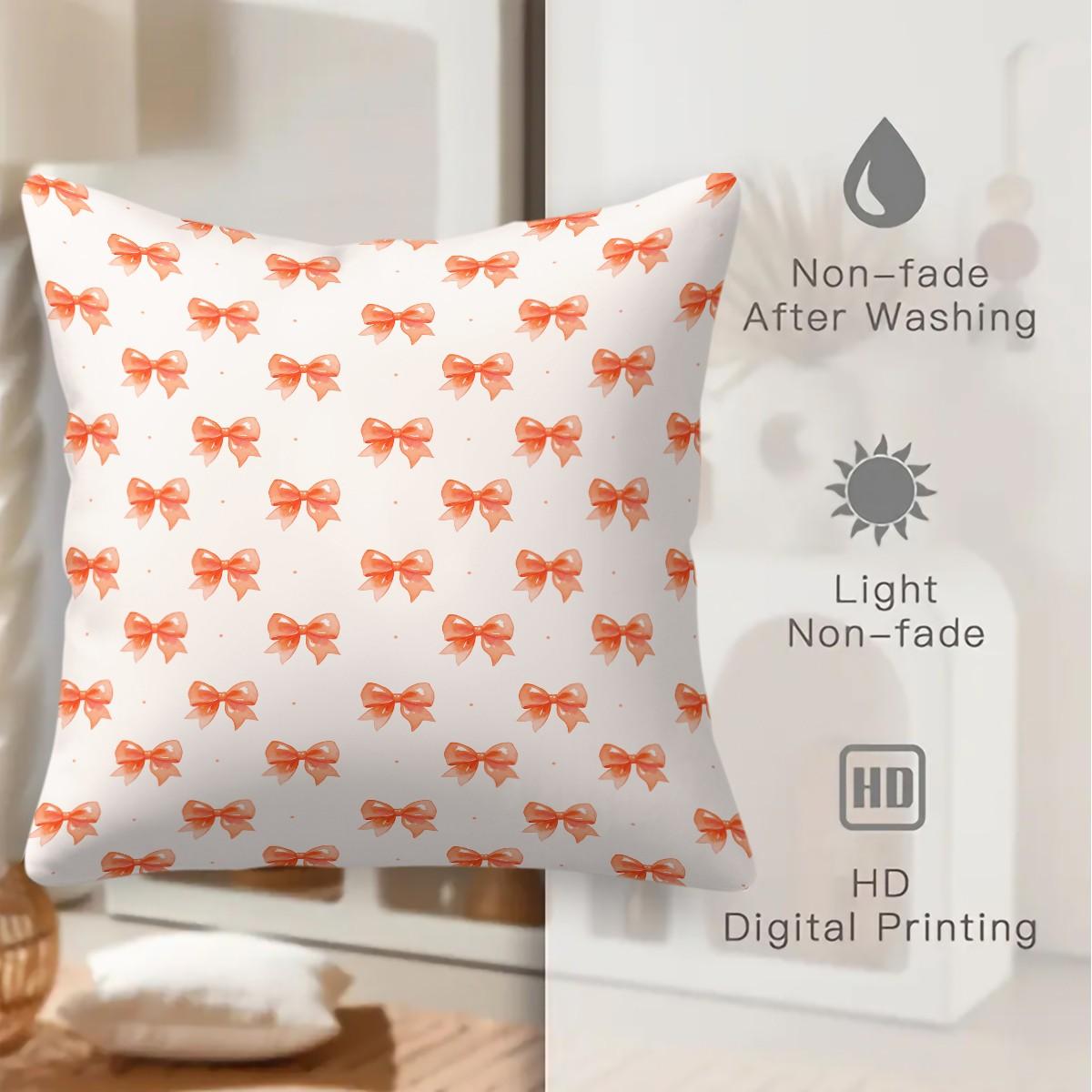 Cute Romantic Sweet Bow Throw Pillow with Insert, Soft Cozy Aesthetic Decorative Cushion for All Season, Housewarming Birthday Valentine's Day Christmas Gift for Her