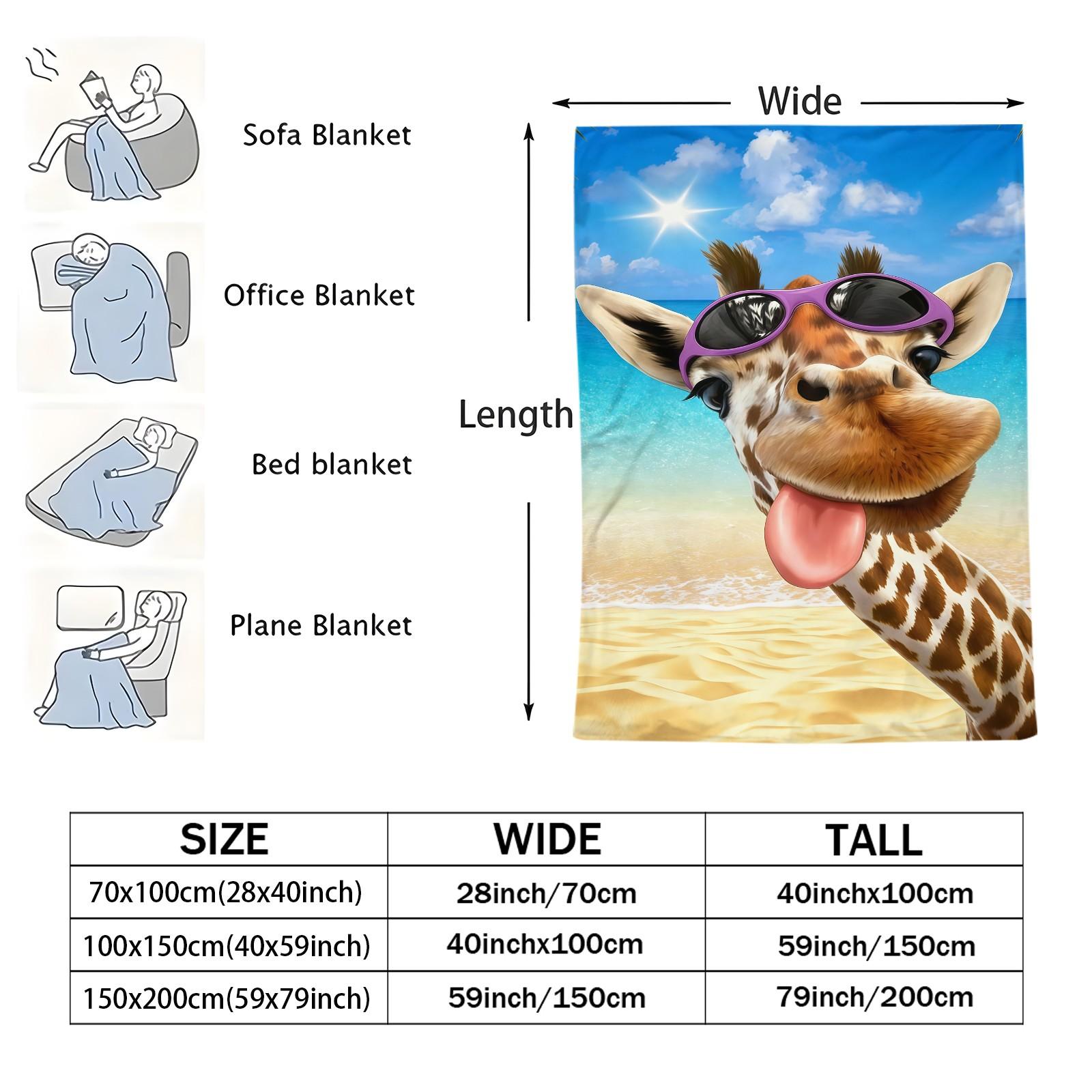 Giraffe Pattern Blanket, Suitable For Daily, Festival, And Birthday Gifts For Children And Adults. Soft, Warm, And Lightweight Plush Blanket, Perfect For Bed, Sofa, Car, And Room Decoration