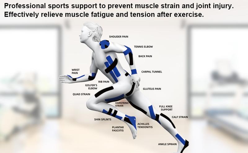 Ckeep Precut Kinesiology Tape, 2 Rolls - Original Cotton, Latex-Free with Rounded Edges for Knee Pain, Injuries & Sprains