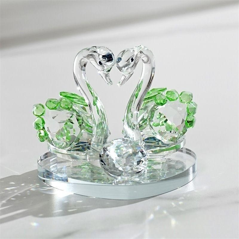 Elegant Crystal Swan Couple Statue Ornament, Perfect Gift for Christmas, Thanksgiving, Valentine's Day, Father's Day, Mother's Day, Living Room Decor