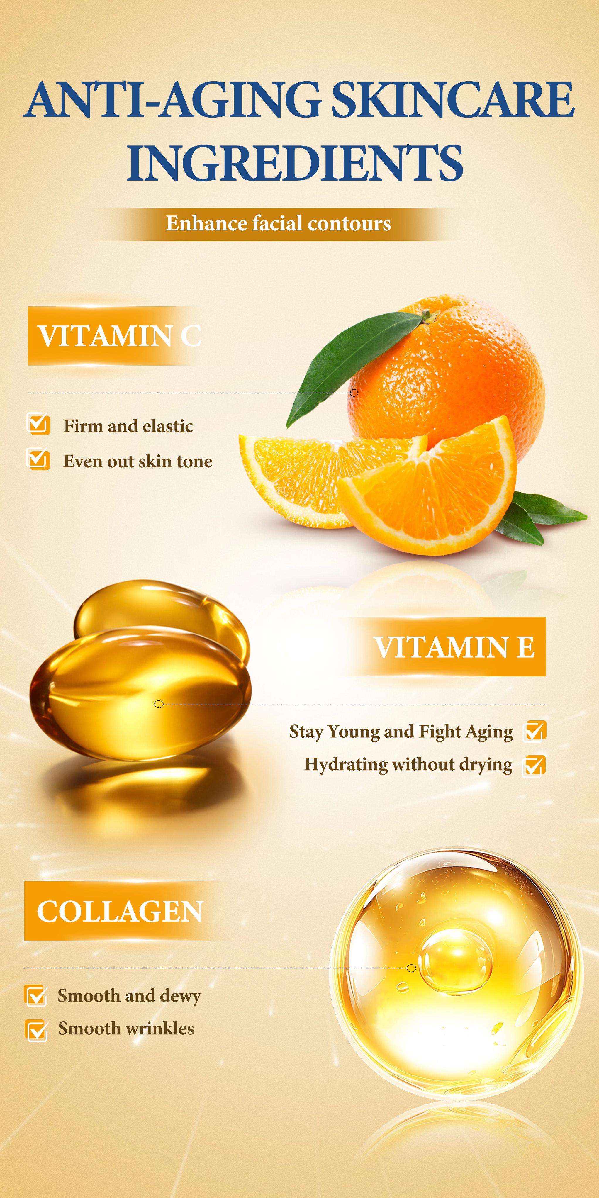 Cosnyce Vitamin C Face Serum Capsules, Hyaluronic Acid Moisture Boosting Skincare, Firming & Nourishing Formula