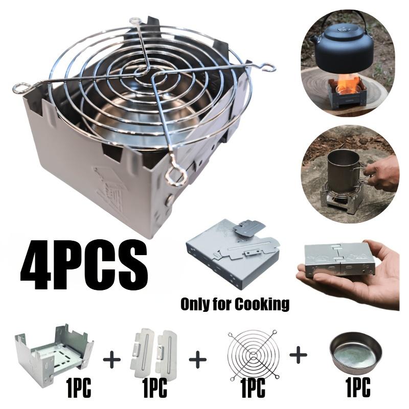 Mini Foldable Camping Stove Set, Includes Windshield & Fuel Tray, Dual Use for Firewood/wood Charcoal, Ideal for Hiking & Survival Kits
