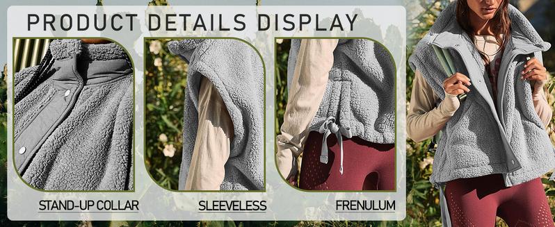 Yozazzy Women's Fuzzy Sherpa Vest Oversized Casual Sleeveless Fuzzy Fleece Vest Winter Warm Button Down Gilet Outerwear Jacket with Pockets Soft Womenswear Comfy Tops