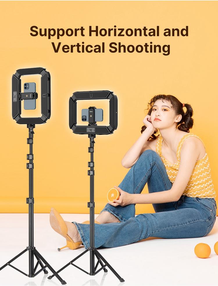 Ulanzi U200 Handheld Ring Light, Photography Led Video Rig BI-color Camera With phone clip cold shoe for Youtube Live Rig, Video Stabilizer for Camera, Smartphone, Action Camera, YouTube, Setup, Filmmaking, Makeup, Vlogging