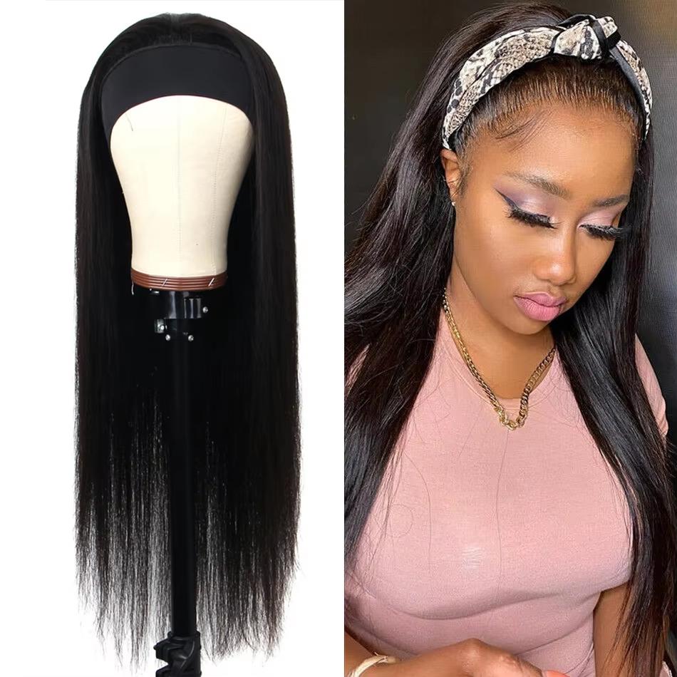 Bling Hair Straight Human Hair Natural Color Headband Human Hair Wigs Glueless Straight/Body Wave  Human Hair Wigs For Women