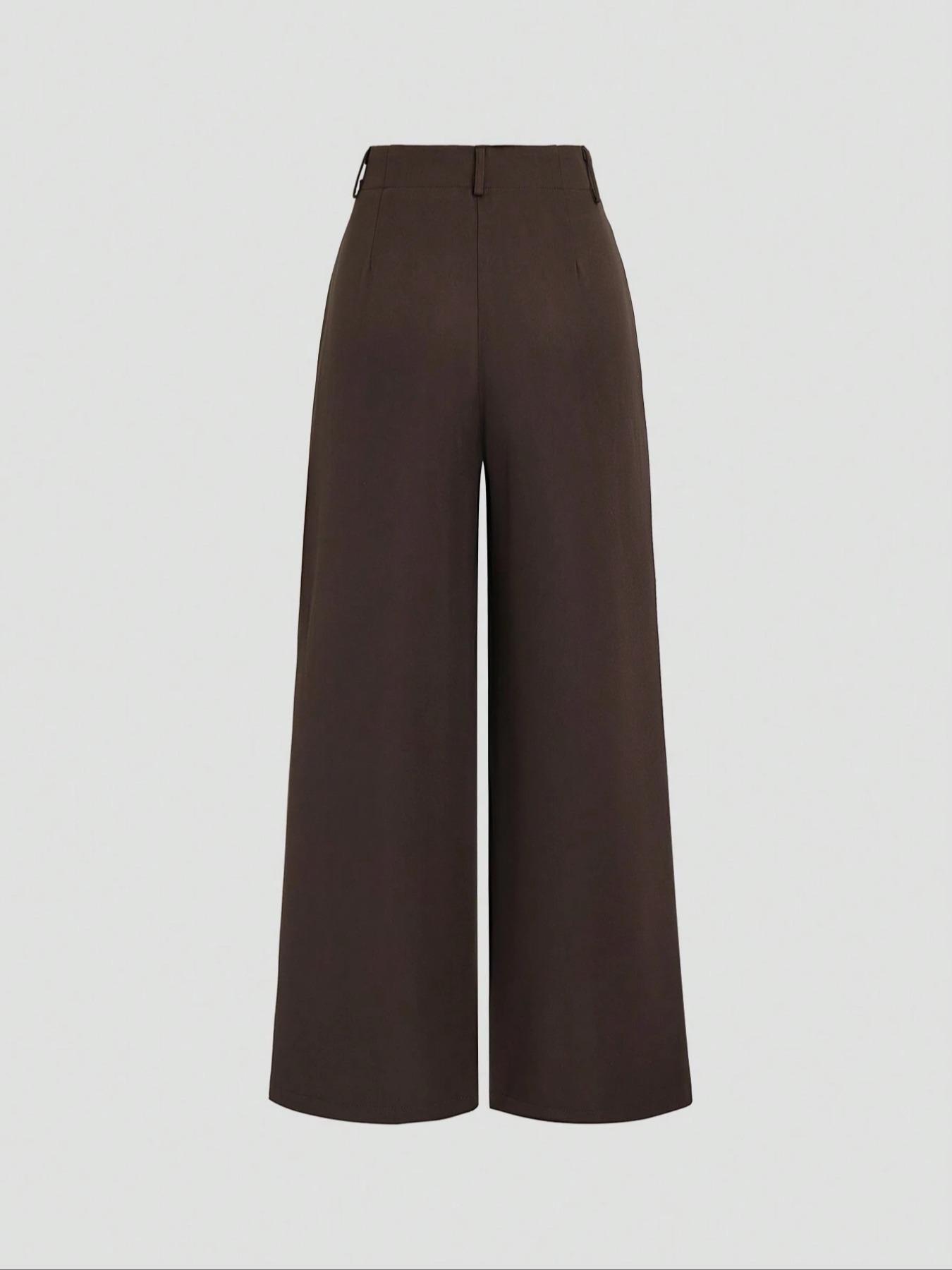 Women's Vintage Elegant Pleated Wide Leg Pants, Casual Chic Bottoms, Comfortable Fabric, All-Season Ideal Choice, Fashionable Design, High Waist