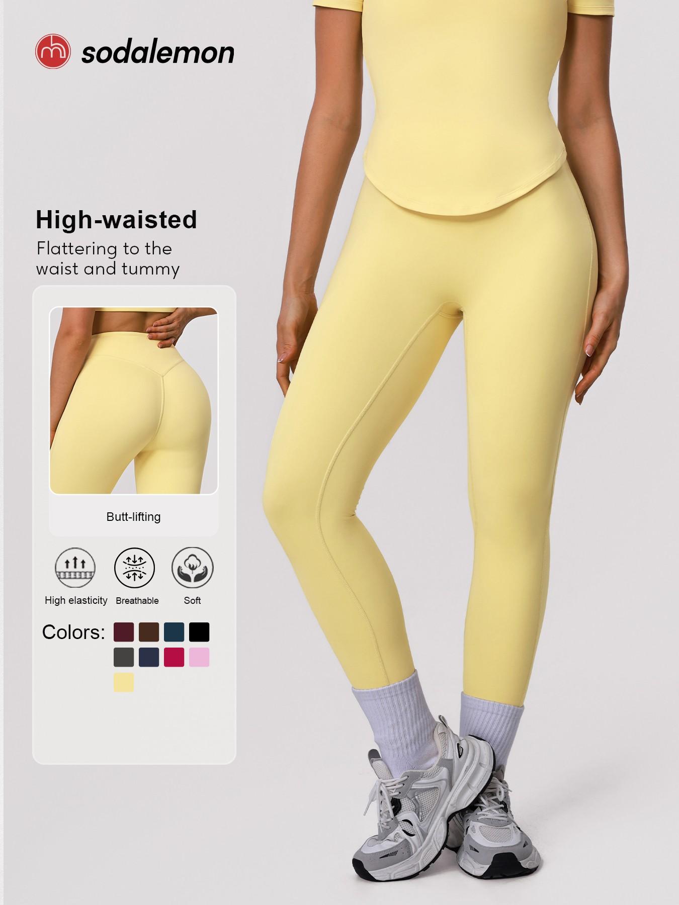 Women's Solid High Waist Sports Leggings, High Waisted Leggings, Casual Comfy Breathable Skinny Pants for Yoga Gym Workout Running, Ladies Sportswear for All Seasons, Womenswear