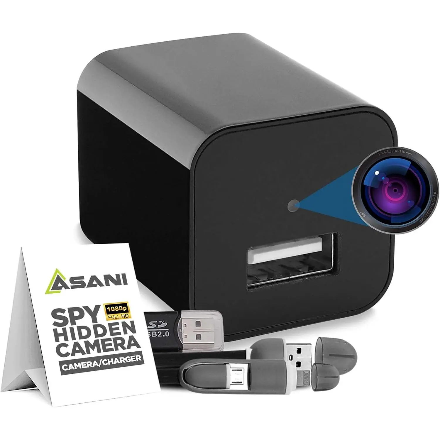 Plug-in Mini Surveillance Camera - Nanny & Pet Cam - NO Audio Recording - Records Video ONLY - Home & Office Security with SD Card Slot, Detection, 1080P Full HD Video