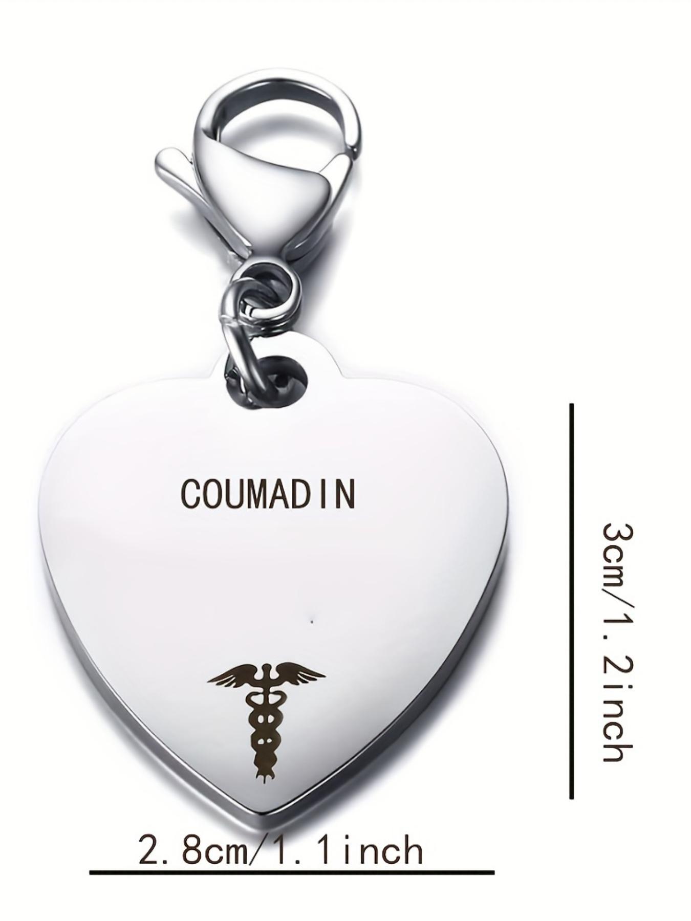 Unique Heart-Shaped Stainless Steel Medical ID Pendant Keyring - Engraved with Diabetes Type 1 & 2 Symbol, Ideal Gift for Men with Diabetes, Hypoallergenic, Durable, and Easy to Clean