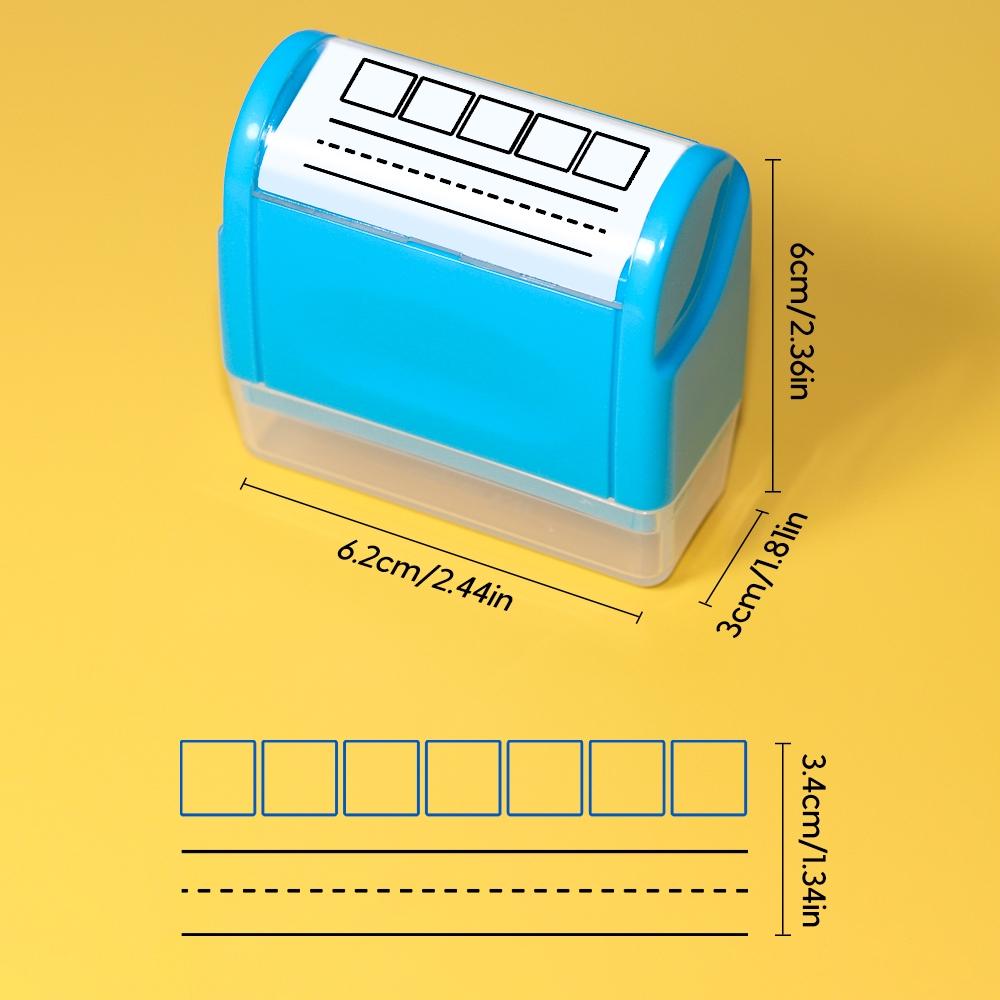 Teacher Stamp Grid & Dashed Lines, Reusable Self-Inking Writing Practice Roller Seal, Math Fraction Classroom Home Office Supplies