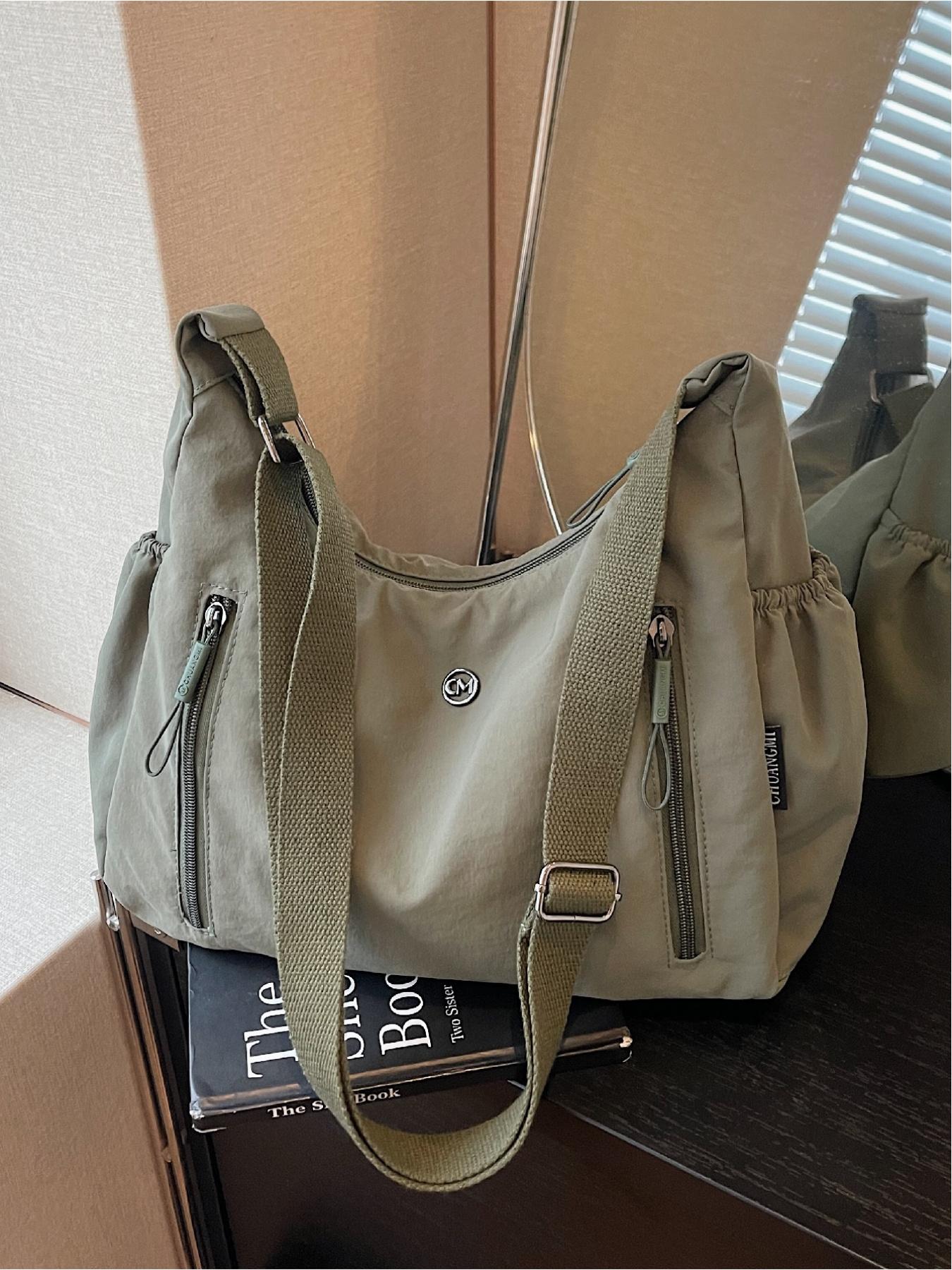 Solid Color Simple Zipper Shoulder Bag, Side-Zipper Multi-Pocket Crossbody Bag for Daily Casual Use, Versatile and Convenient with Adjustable Shoulder Strap