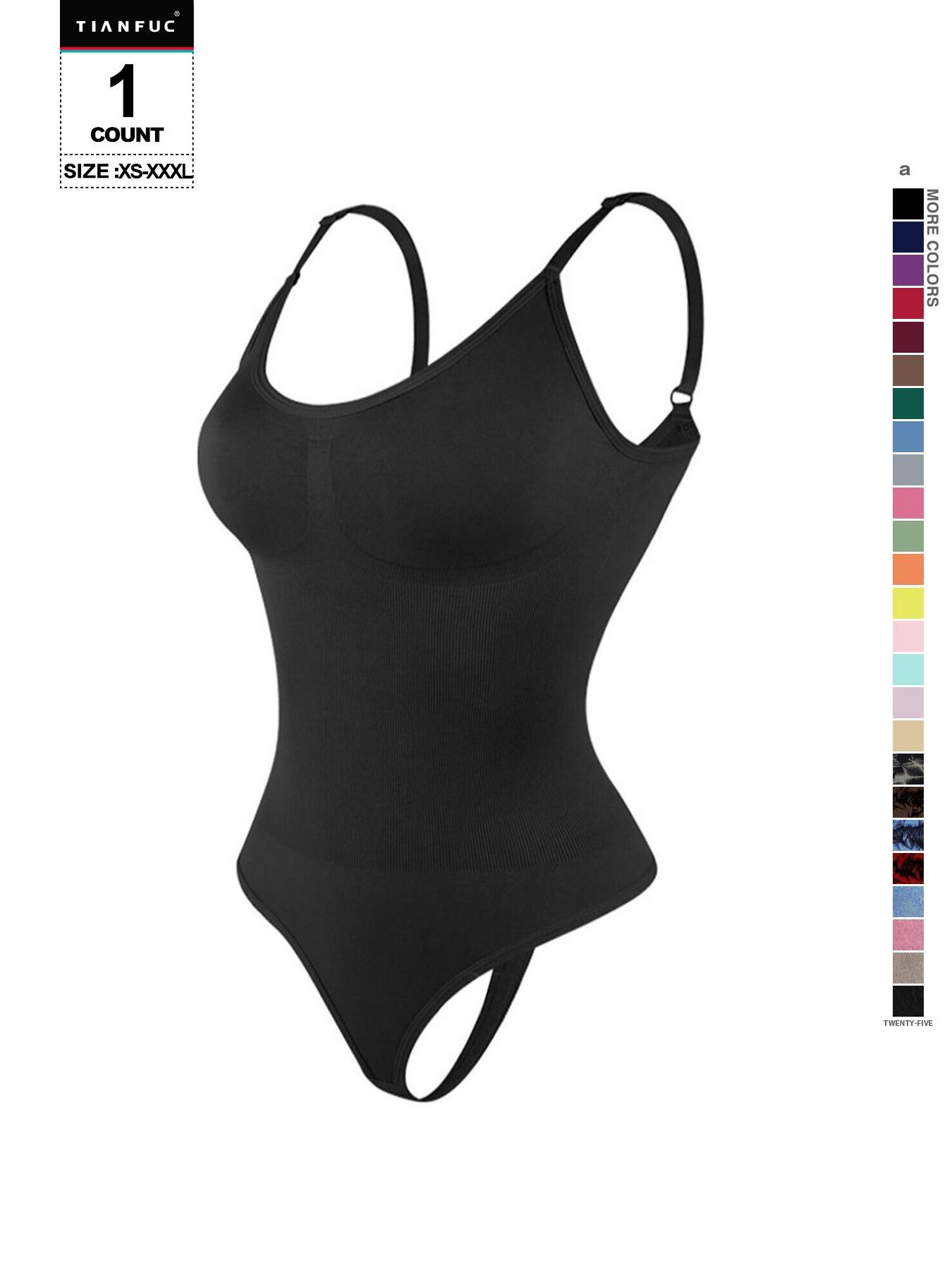 Women's Solid-Color Adjustable-Strap Shapewear Bodysuit, Tummy-Control Spaghetti-Strap Slim Shaper, Seamless Underwear for Women, Invisible Shaper