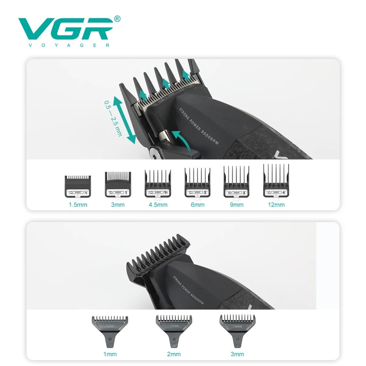 VGR Clippers Professional Hair Clippers USB 3 in 1 Barber Combo Haircut Machine 9000RPM Motor DLC Blade Clipper For man V-640S3