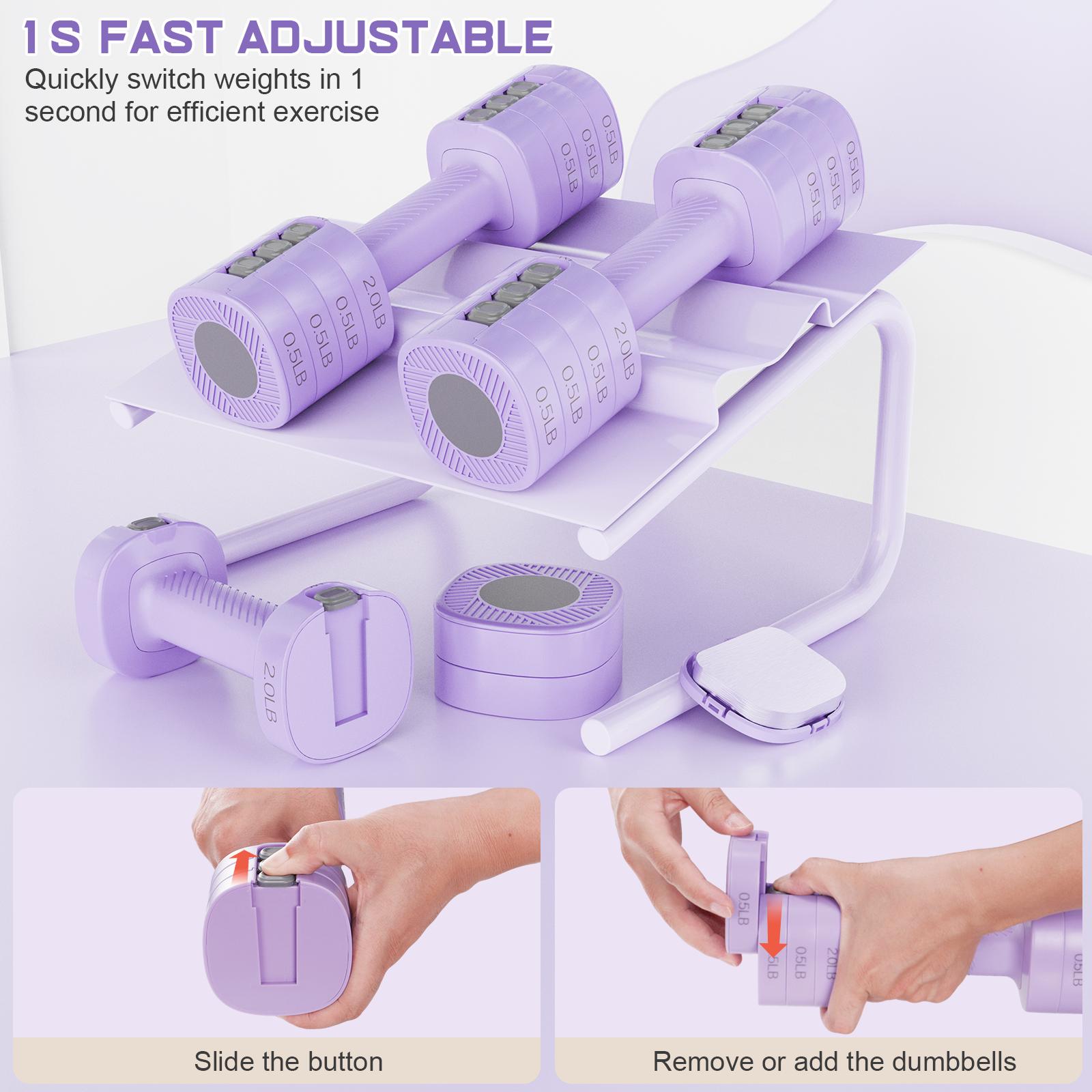 Adjustable Dumbbells 5 lb Dumbbells Bearbro Set of 2 / Pair 10 lb Total Free Weights 4 in 1 Women Hand Weights for Home,Office,Gym Exercise Training 2lb 3lb 4lb 5lb Fast Adjust