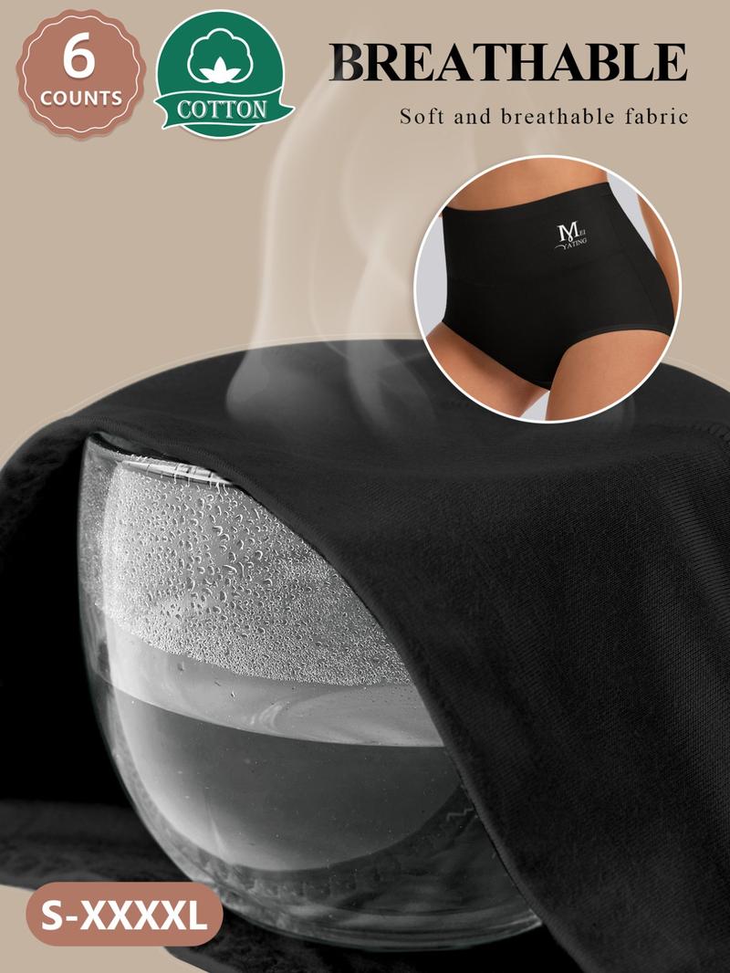 Women's Cotton Underwear Set, Soft Breathable Non-Irritating, Comfortable Fitted Triangle Panties, Elastic Large Size, 6 Pack, S-Xxxxl, Soft Comfy Knicker