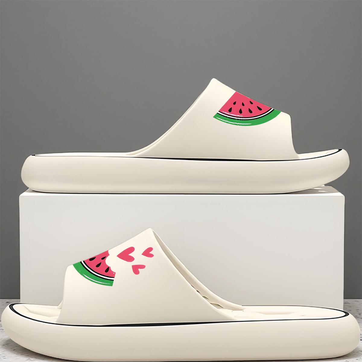 1 Pair Unisex New Style Slippers, Sweet Watermelon Heart Pattern Summer Slippers, Women's Summer Slippers, Indoor/Outdoor Summer Slippers, Holiday Gift Slippers, House Slippers, Beach Slippers, Bathroom Slippers, Birthday Gift Slippers, Casual Summer