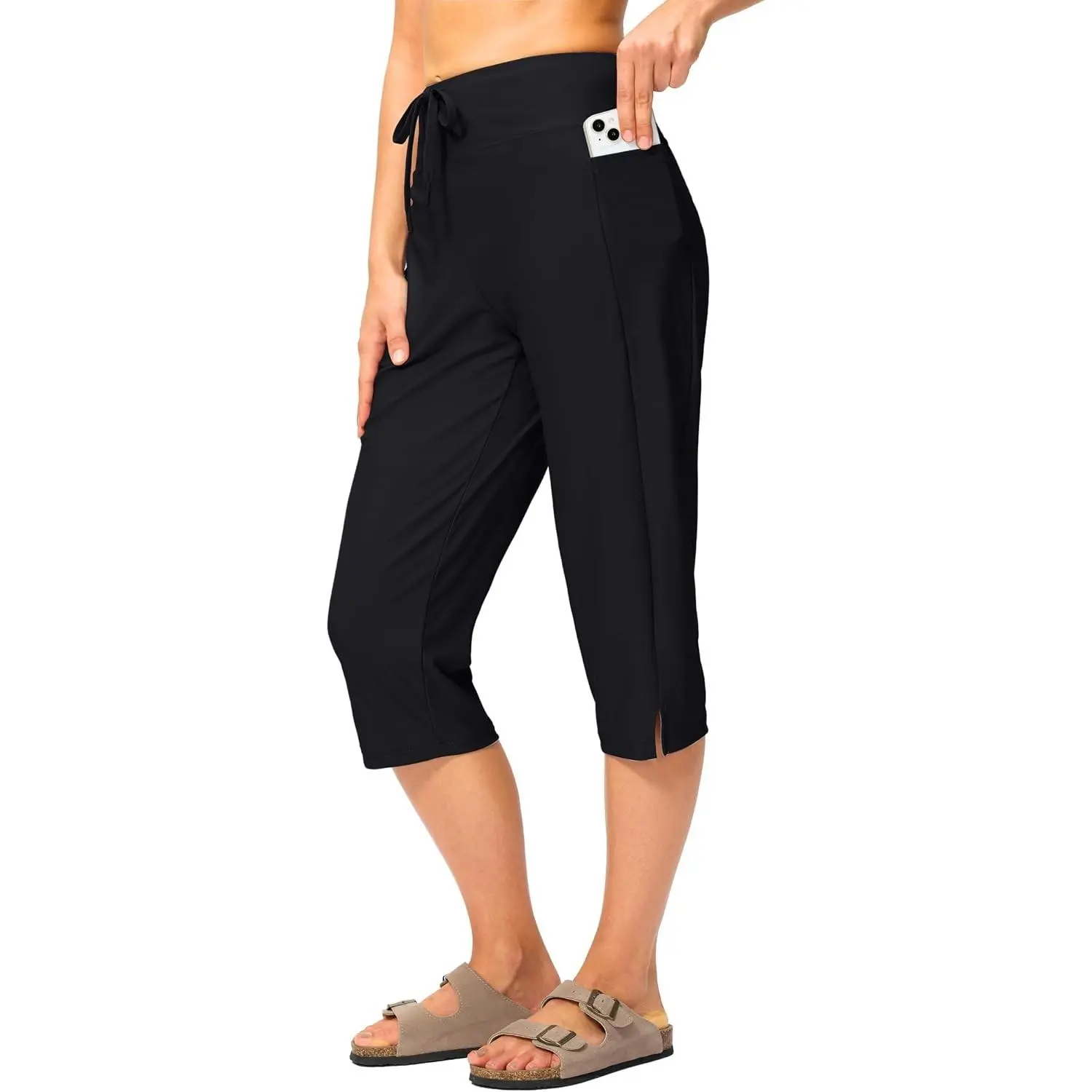 18'' Women's Swim Capris Pants Quick Dry with Pockets | Bathing Suit Bottoms, UPF50+, Long Board Shorts, Swimsuit, Swimwear, Beach, Casual, Pool, Vacation