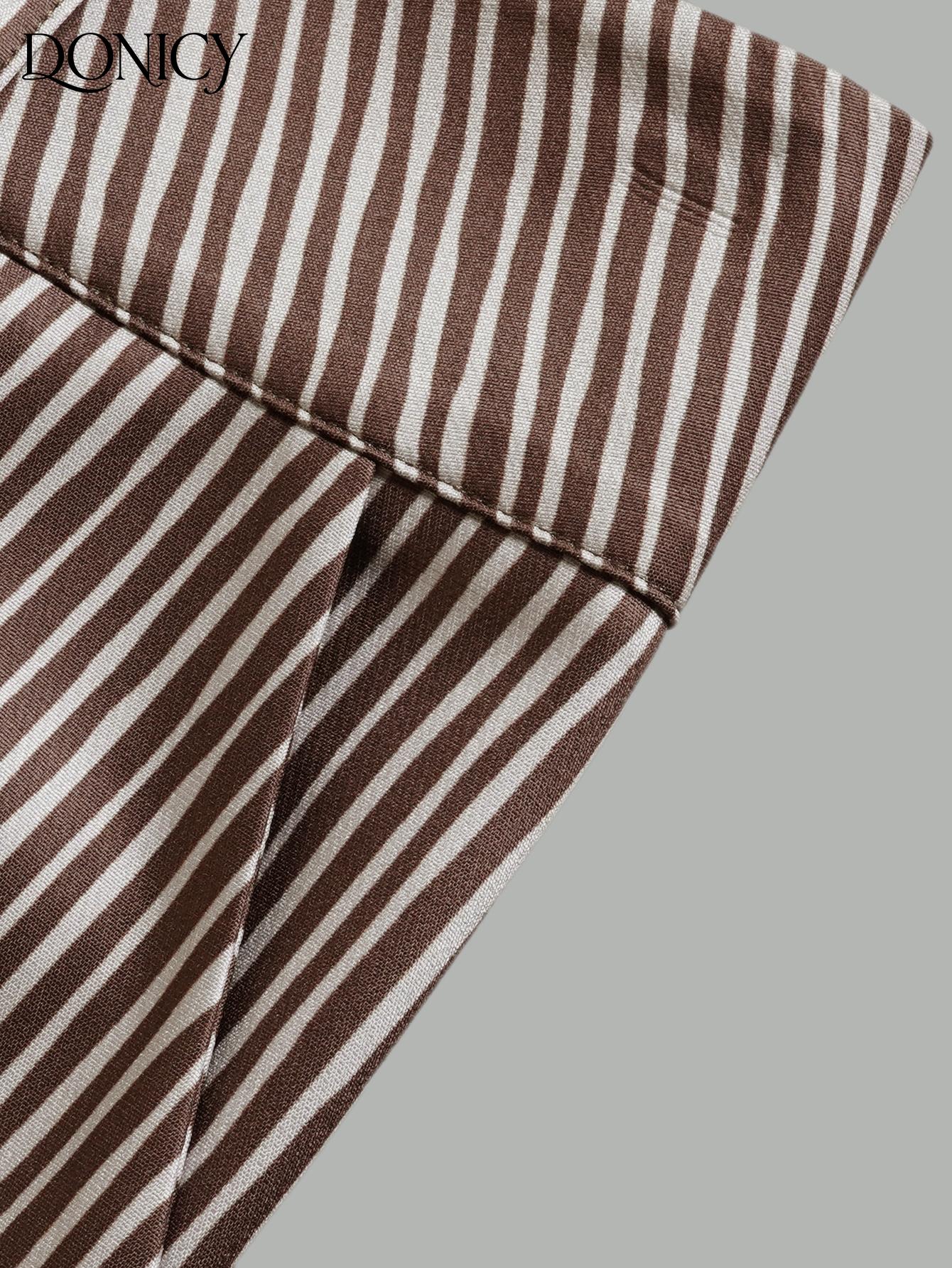 Women High Waist Vertical Striped Wide Leg Pants Soft Stretchy Fabric Elegant Long Trousers for Office Business Work Date Street Daily Casual Outfit